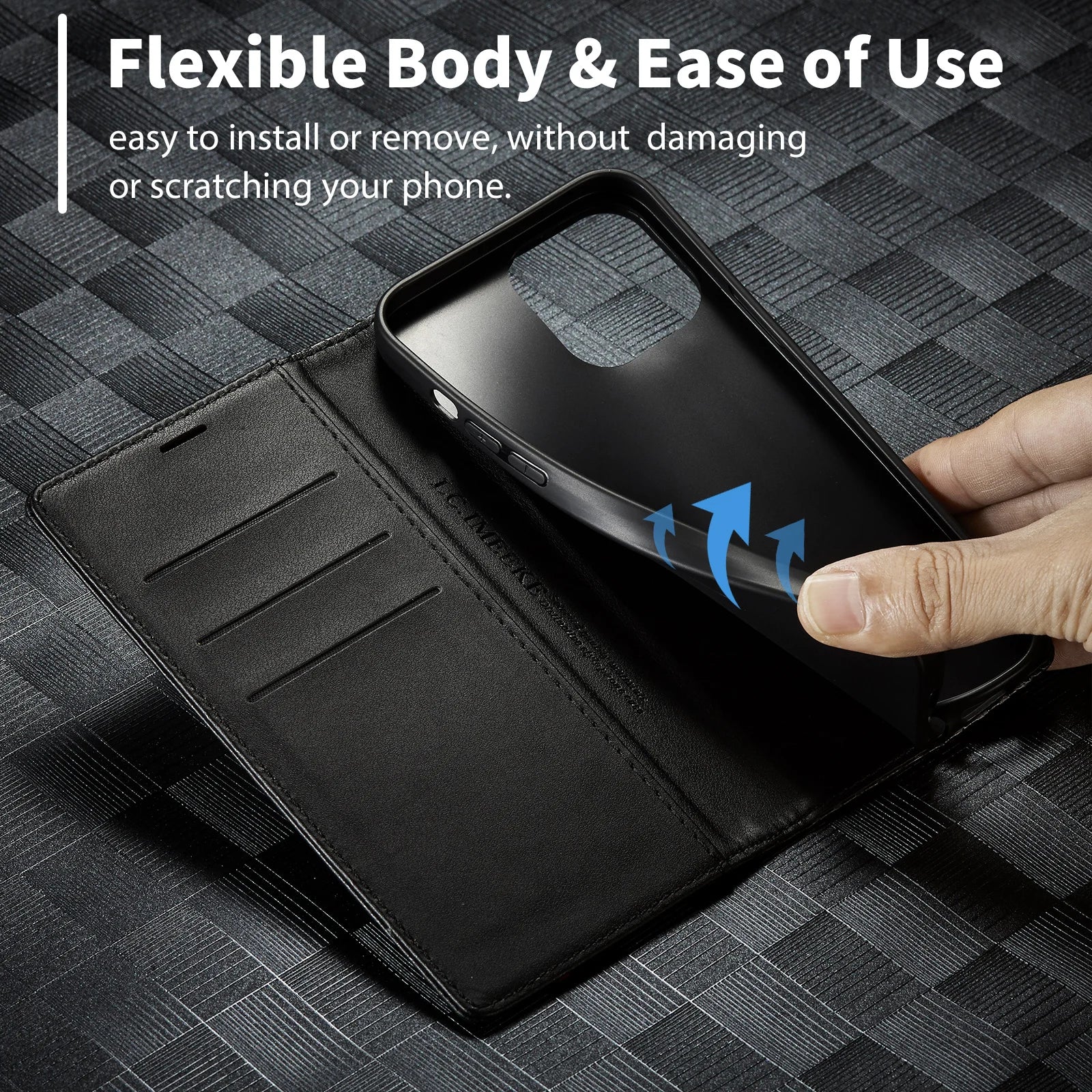 Magnetic Flip Book Carbon Fiber Leather Wallet iPhone Case - DealJustDeal