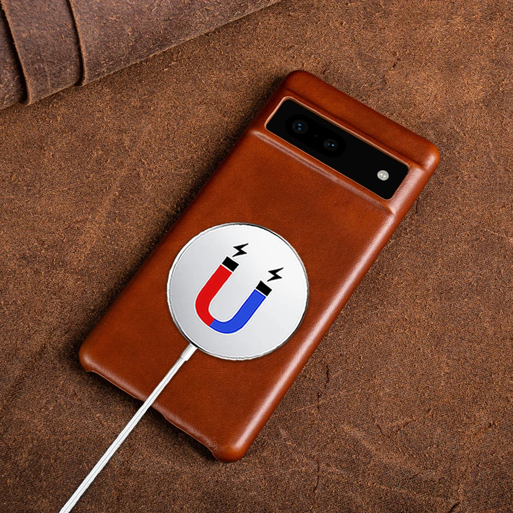 Half-wrapped Oil Wax Genuine Leather Google Case - DealJustDeal