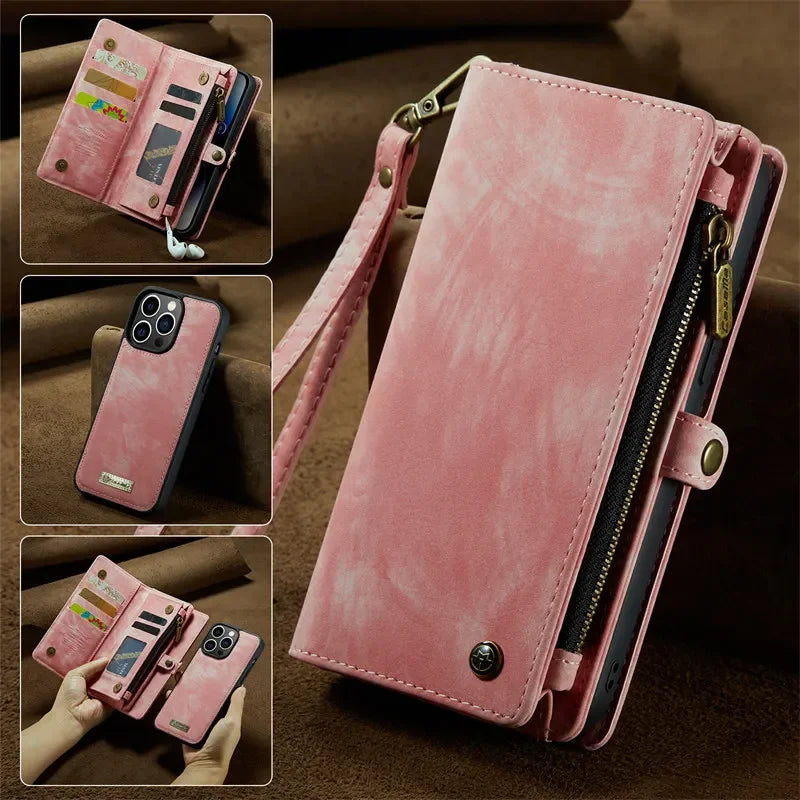 Card Pocket Wallet Magnetic Leather iPhone Case - DealJustDeal