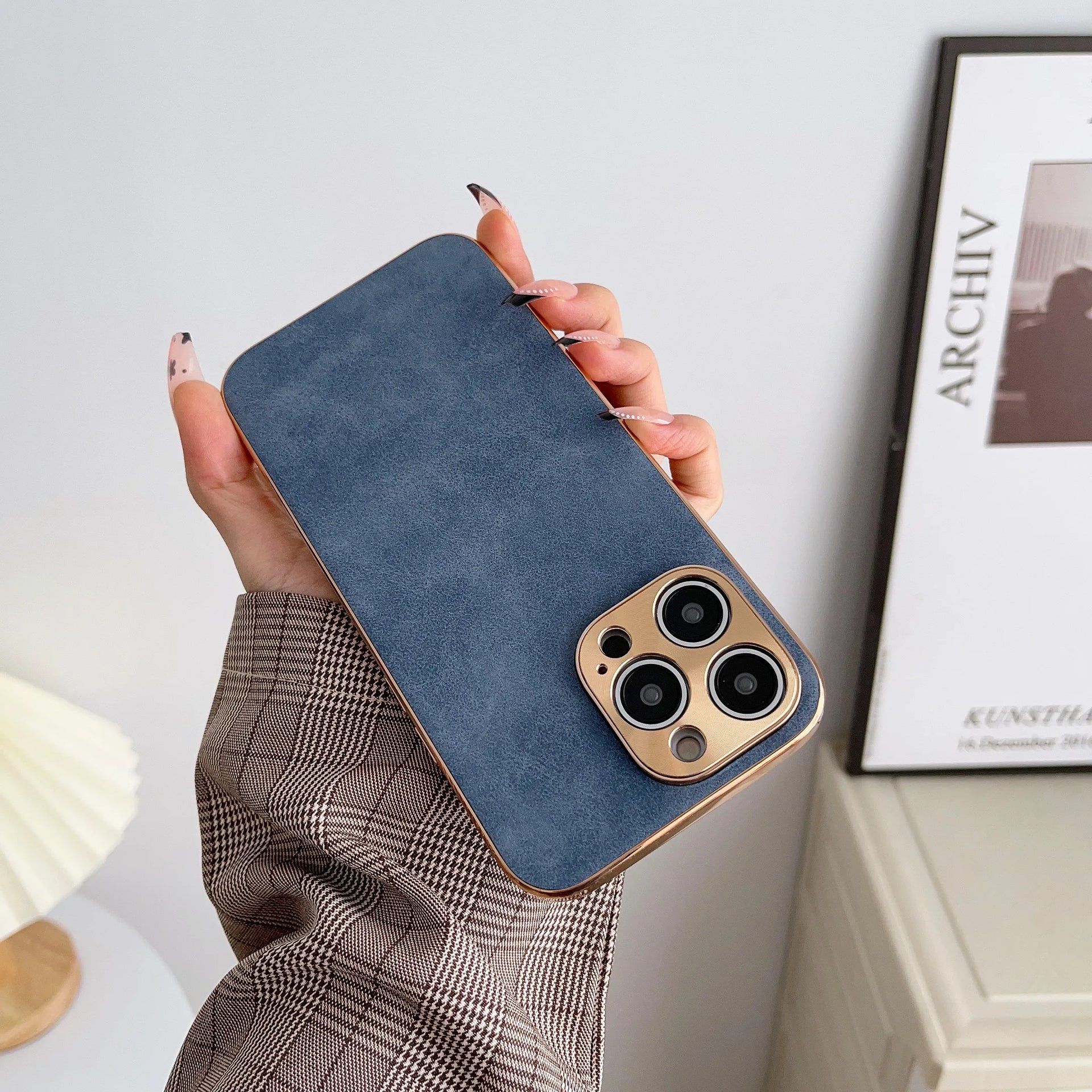 Electroplated Frame Leather iPhone Case - DealJustDeal