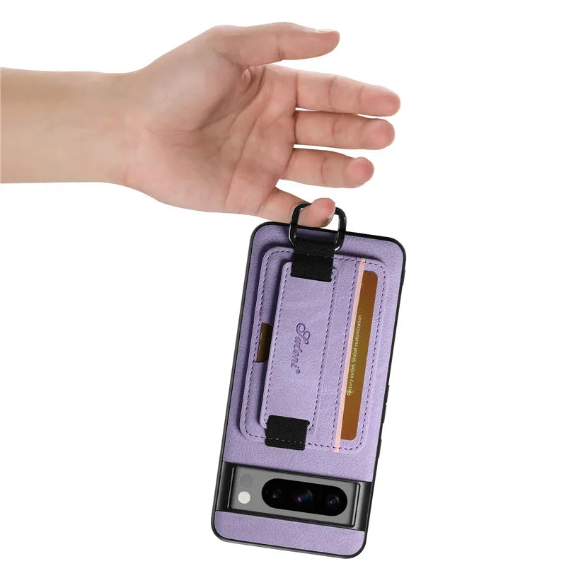Wrist strap Wallet Pocket Leather Google Case - DealJustDeal
