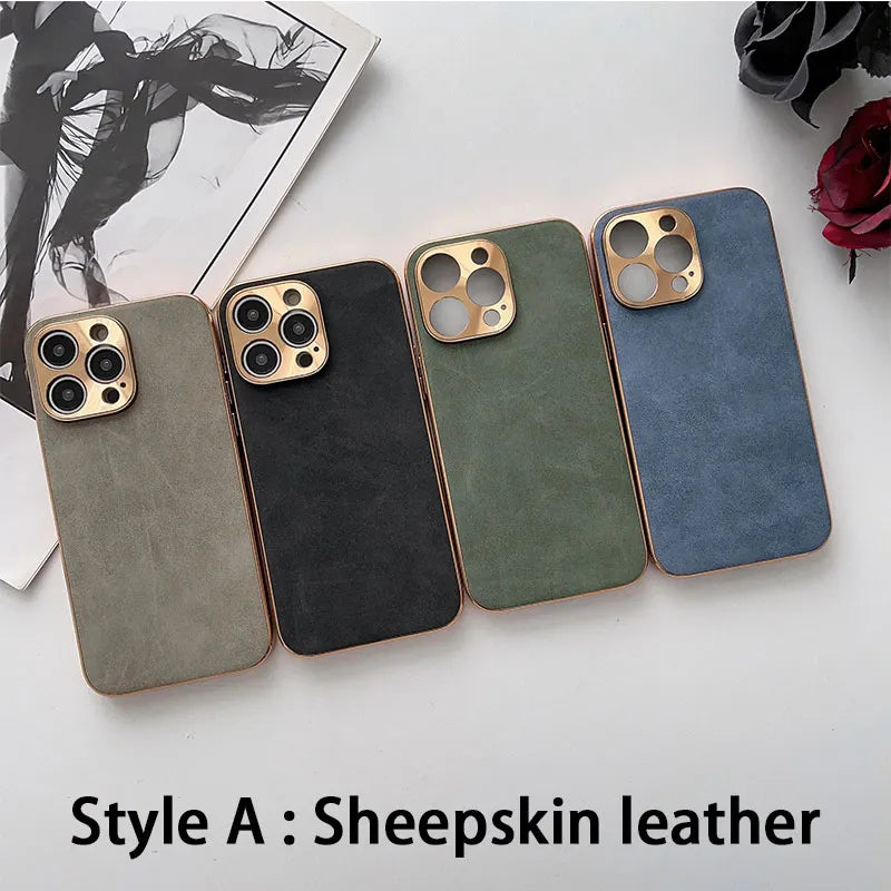 Electroplated Frame Leather iPhone Case - DealJustDeal
