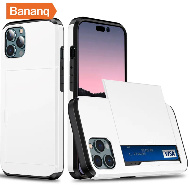 Shockproof  Slide Card Pocket iPhone Case - DealJustDeal