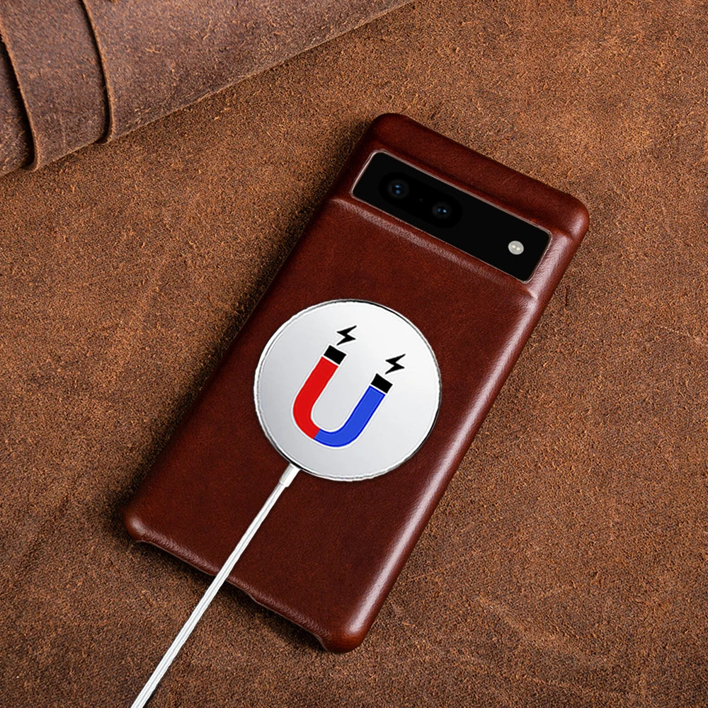 Half-wrapped Oil Wax Genuine Leather Google Case - DealJustDeal