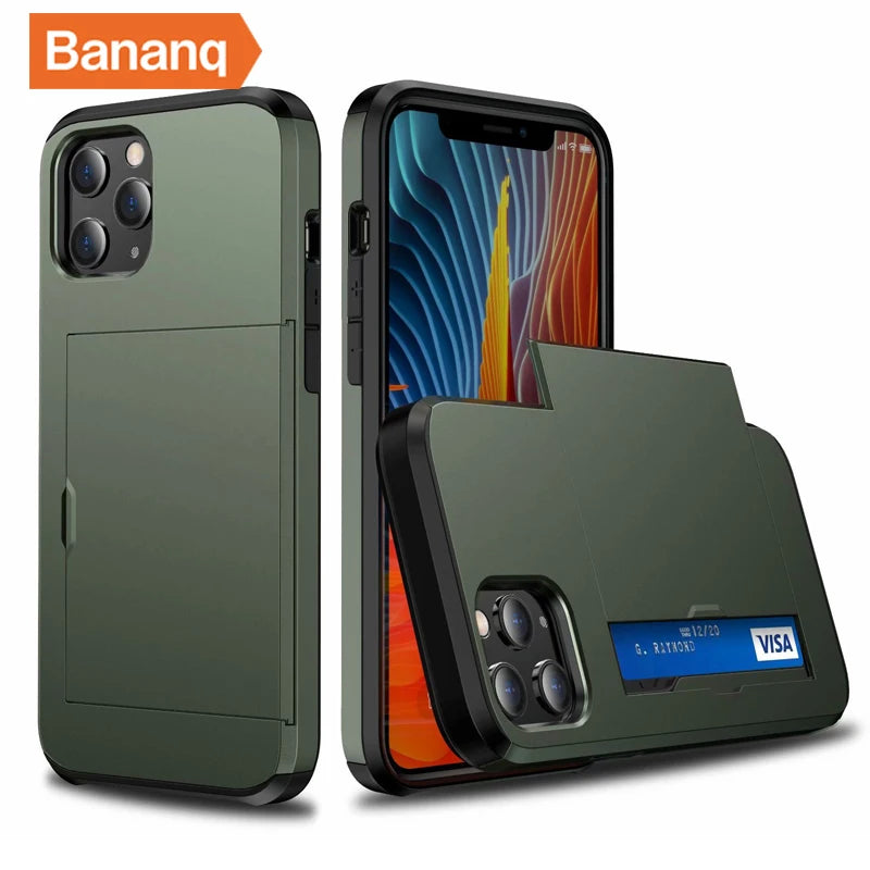 Shockproof  Slide Card Pocket iPhone Case - DealJustDeal