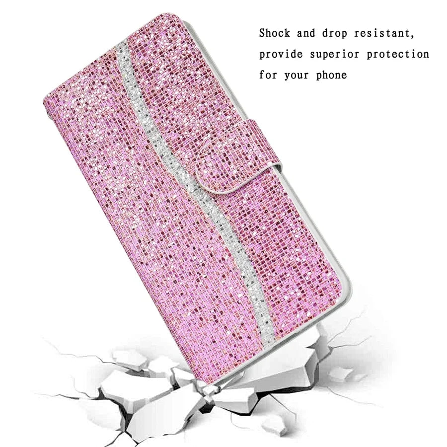 Glitter Anti-fall Wallet Flip Leather iPhone Case - DealJustDeal
