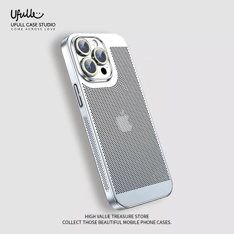 Electroplated Border Honeycomb Mesh Shell Heat Dissipation iPhone Case - DealJustDeal