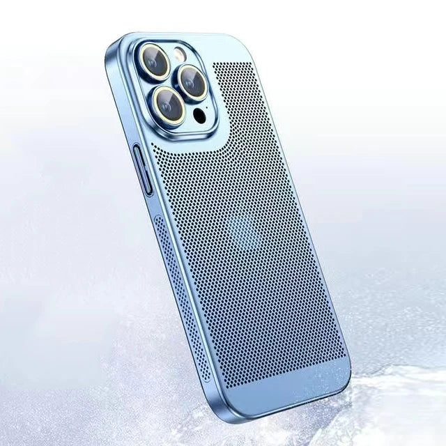 Electroplated Border Honeycomb Mesh Shell Heat Dissipation iPhone Case - DealJustDeal