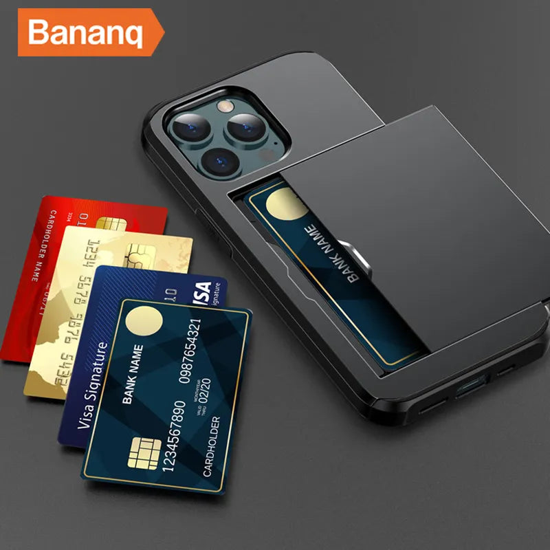 Shockproof  Slide Card Pocket iPhone Case - DealJustDeal