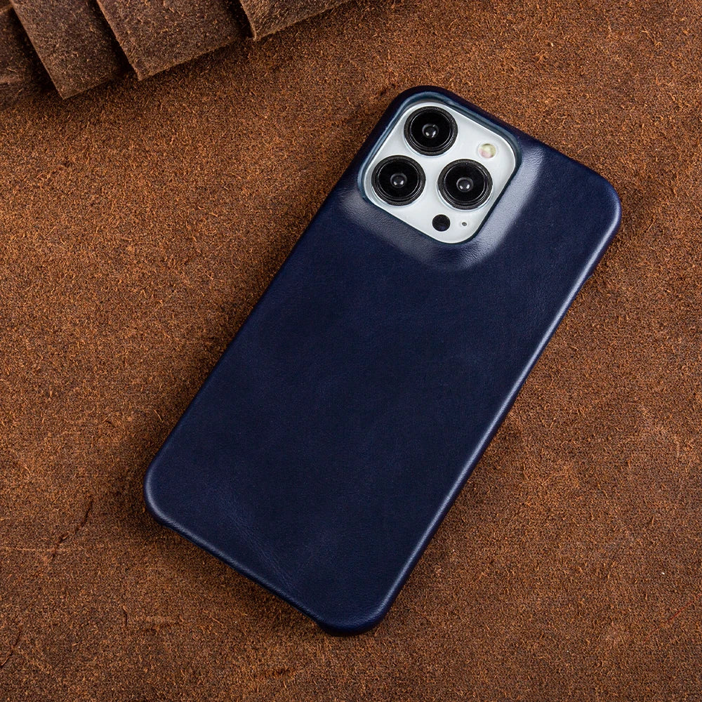Aesthetic Vintage Retro Oil Wax Luxury Genuine Leather iPhone Case - DealJustDeal