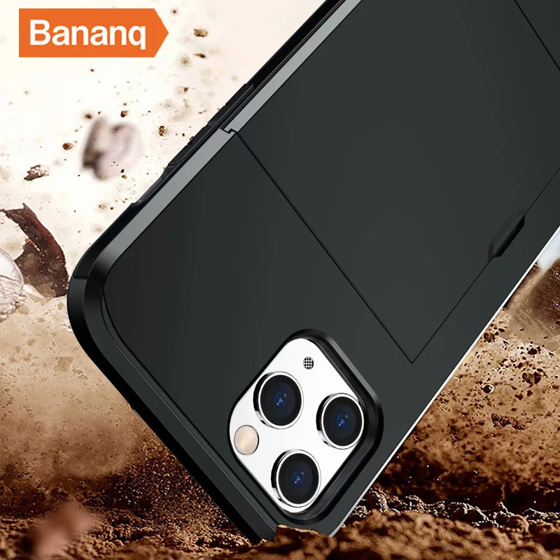 Shockproof  Slide Card Pocket iPhone Case - DealJustDeal