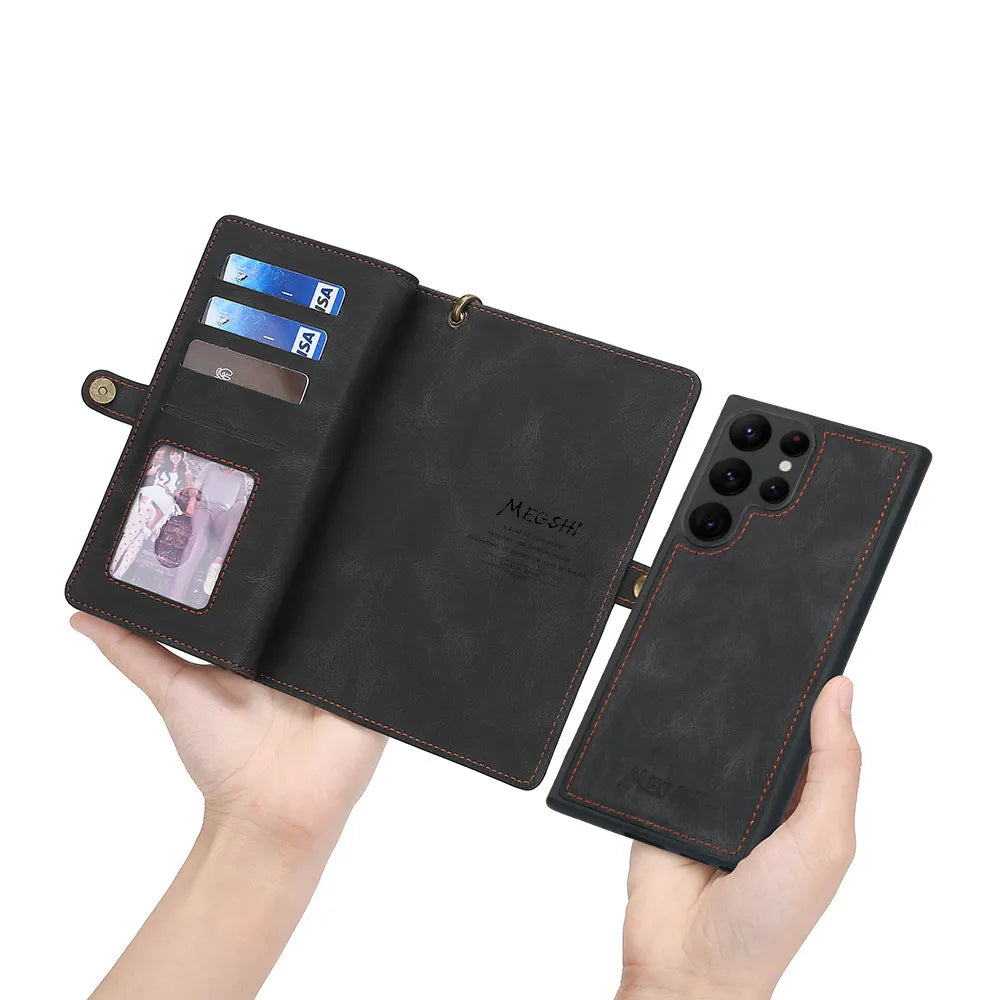Detachable Magnetic Wallet Leather Galaxy Note Case - DealJustDeal