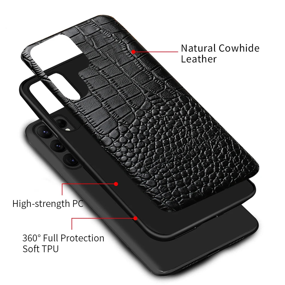 Wireless charging Anti-Glare Genuine Leather Galaxy A, Note and S Case - DealJustDeal