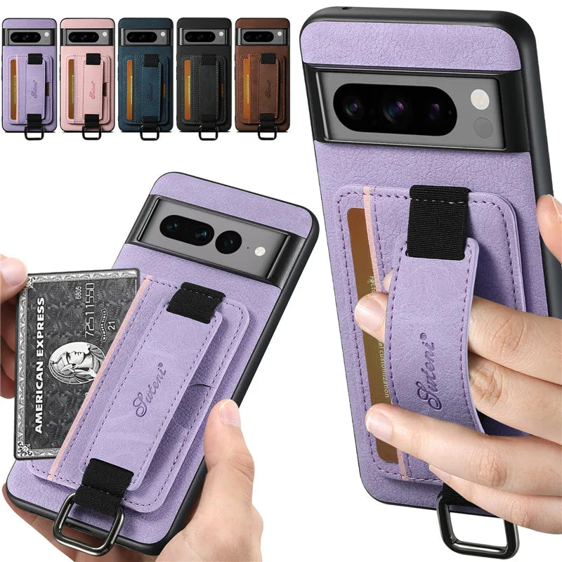 Wrist strap Wallet Pocket Leather Google Case - DealJustDeal