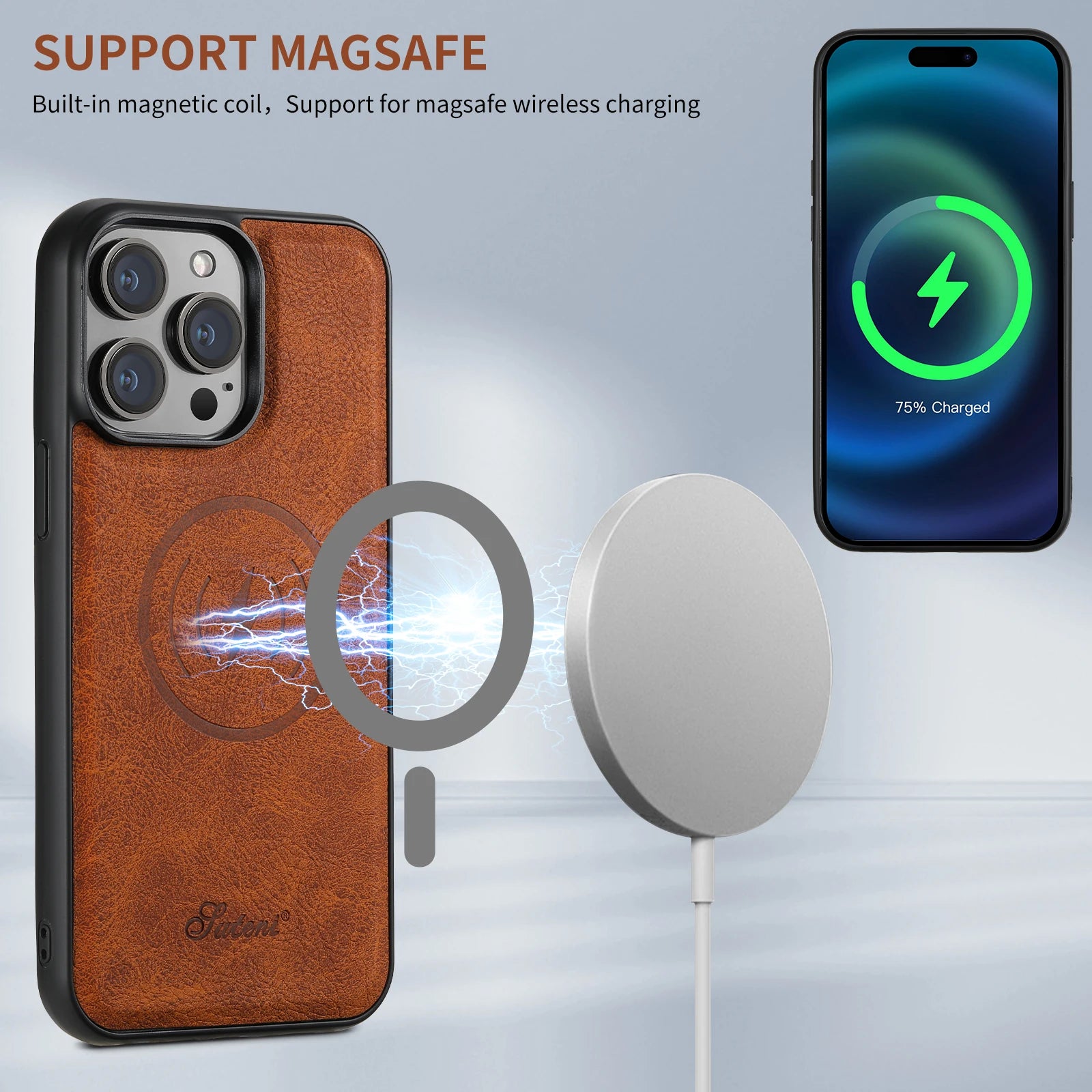 Magnetic Wireless charging Leather Google Case - DealJustDeal