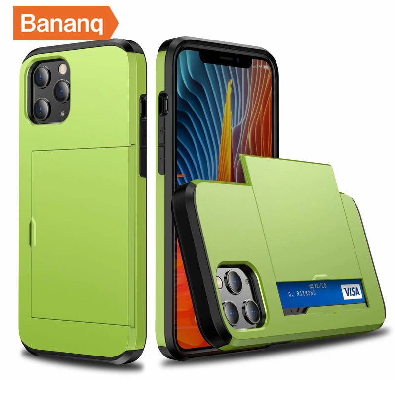 Shockproof  Slide Card Pocket iPhone Case - DealJustDeal
