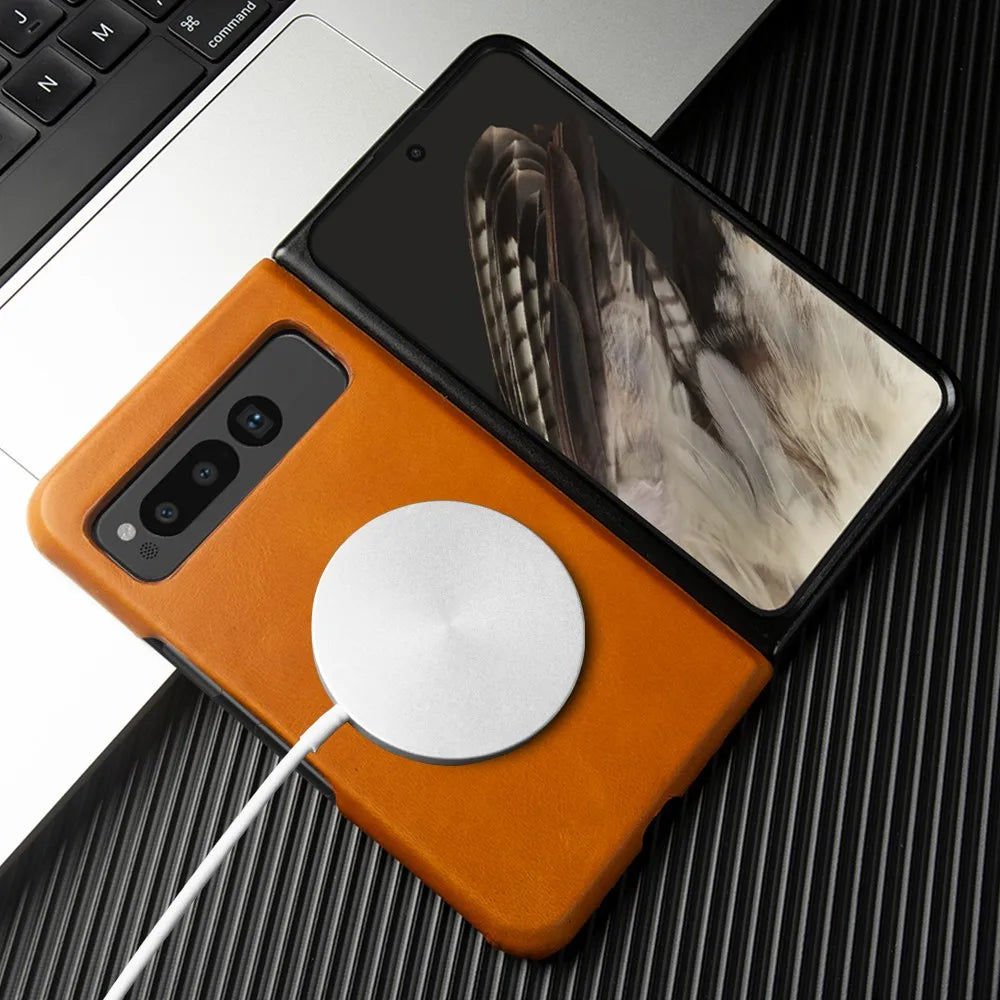 Anti-Scratch Oil Wax Genuine Leather Google Case - DealJustDeal