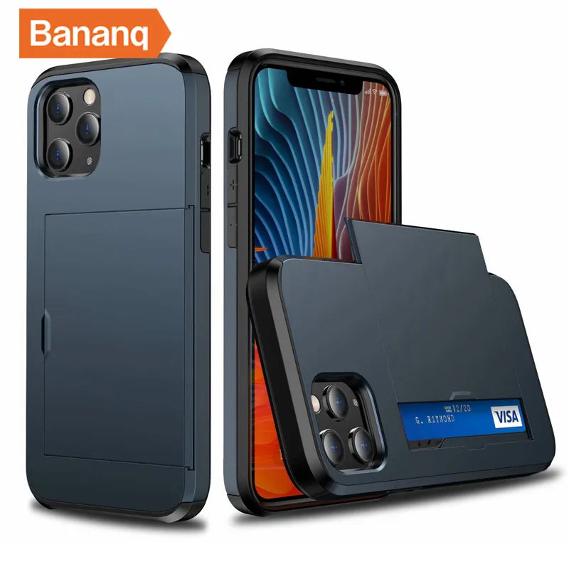 Shockproof  Slide Card Pocket iPhone Case - DealJustDeal
