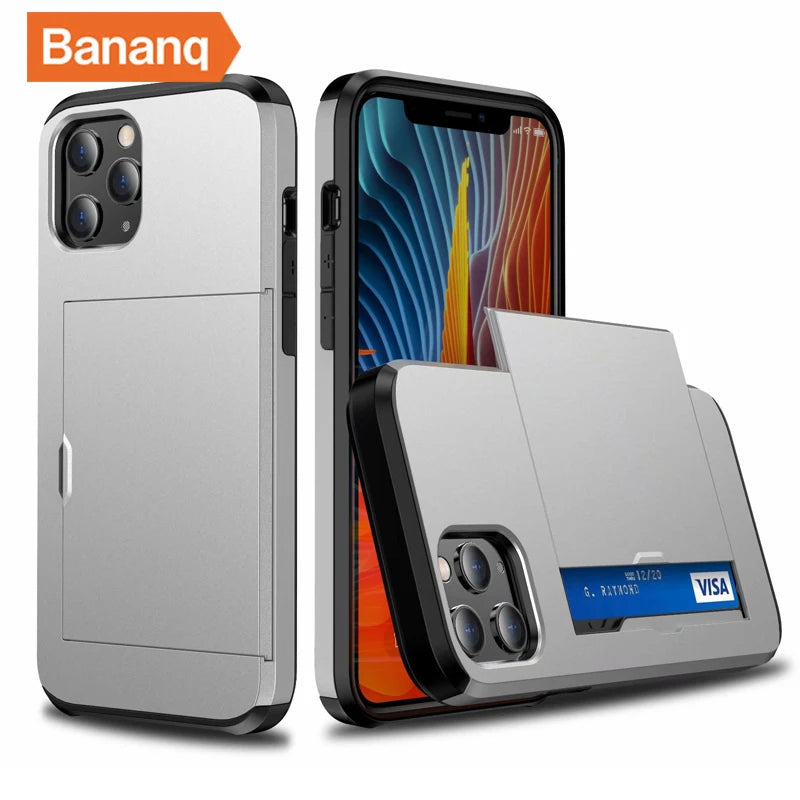 Shockproof  Slide Card Pocket iPhone Case - DealJustDeal