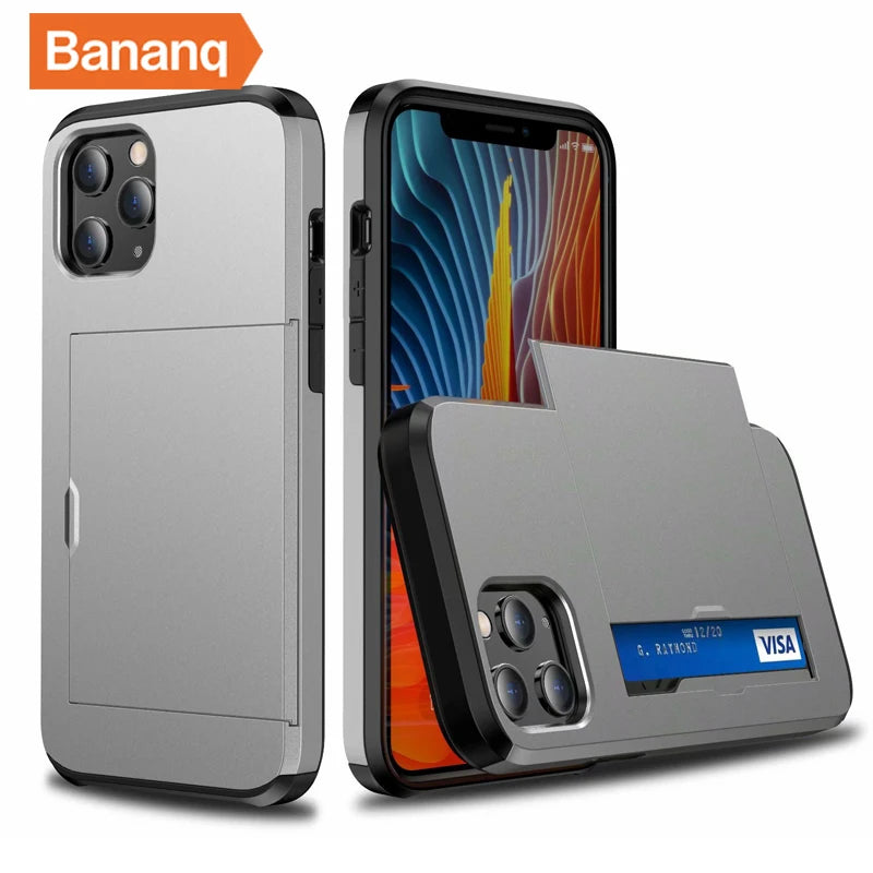Shockproof  Slide Card Pocket iPhone Case - DealJustDeal