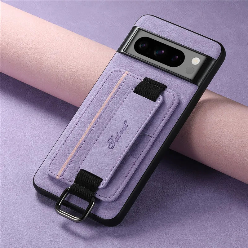Wrist strap Wallet Pocket Leather Google Case - DealJustDeal