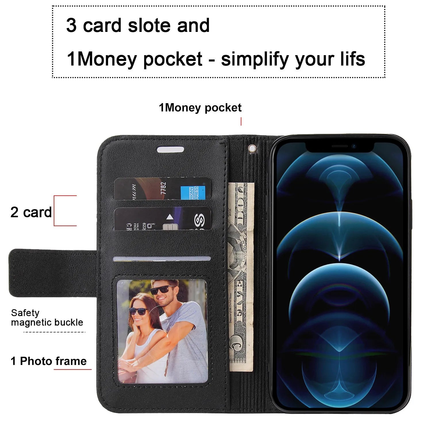 Flip Holder Wallet Stand Leather iPhone Case - DealJustDeal