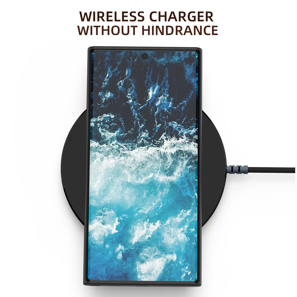 Wireless charging Anti-Glare Genuine Leather Galaxy A, Note and S Case - DealJustDeal