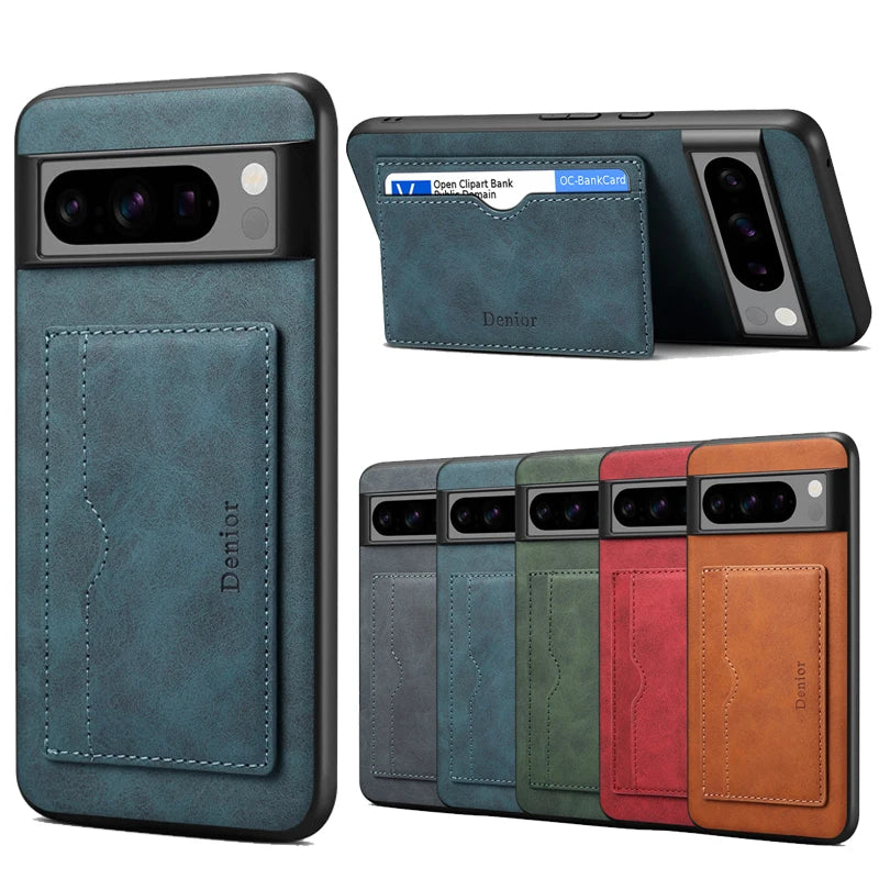 Magnetic Leather Card Holder Wallet Google Case - DealJustDeal