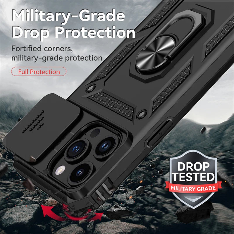 Slide the camera cover Armor Magnetic iPhone Case - DealJustDeal