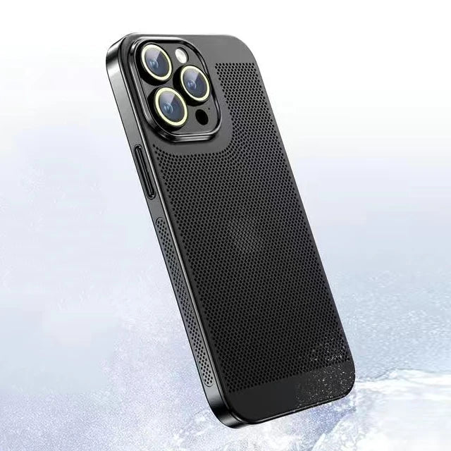 Electroplated Border Honeycomb Mesh Shell Heat Dissipation iPhone Case - DealJustDeal