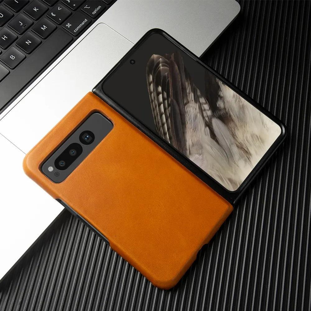 Anti-Scratch Oil Wax Genuine Leather Google Case - DealJustDeal
