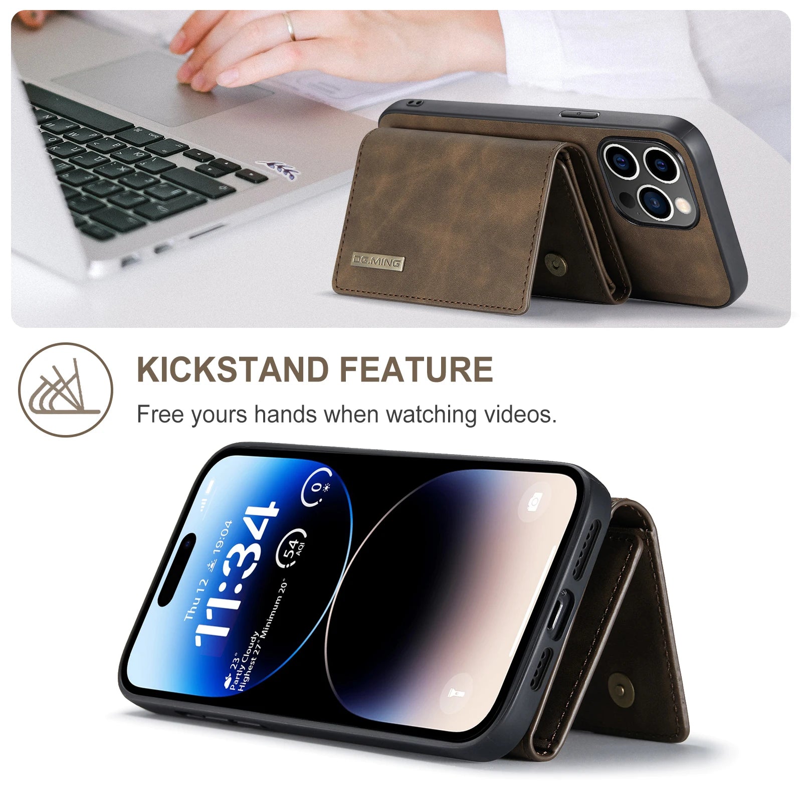 Magnetic Card Holder Leather iPhone Case - DealJustDeal