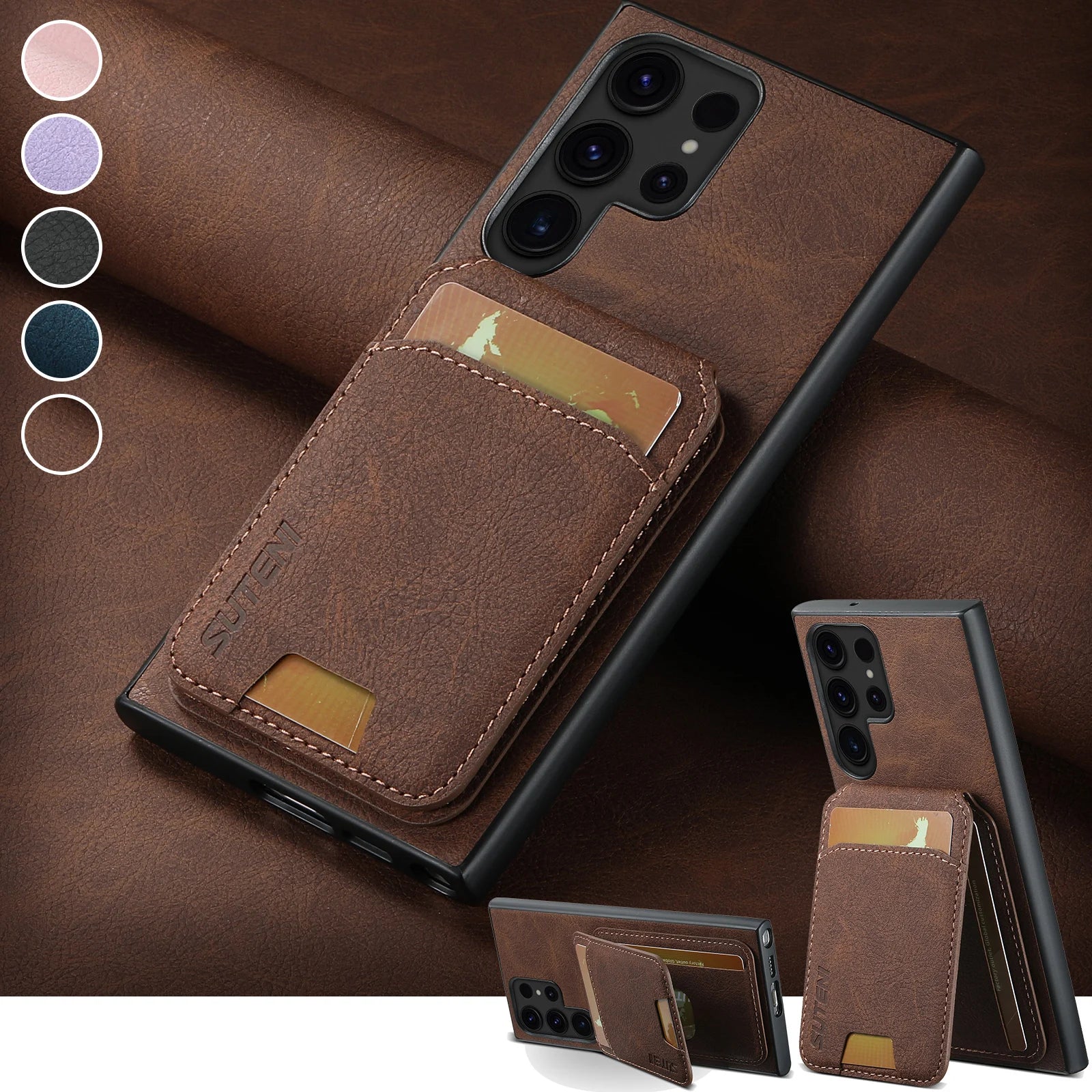 Leather Wallet Card Holder Galaxy Note and S Case - DealJustDeal