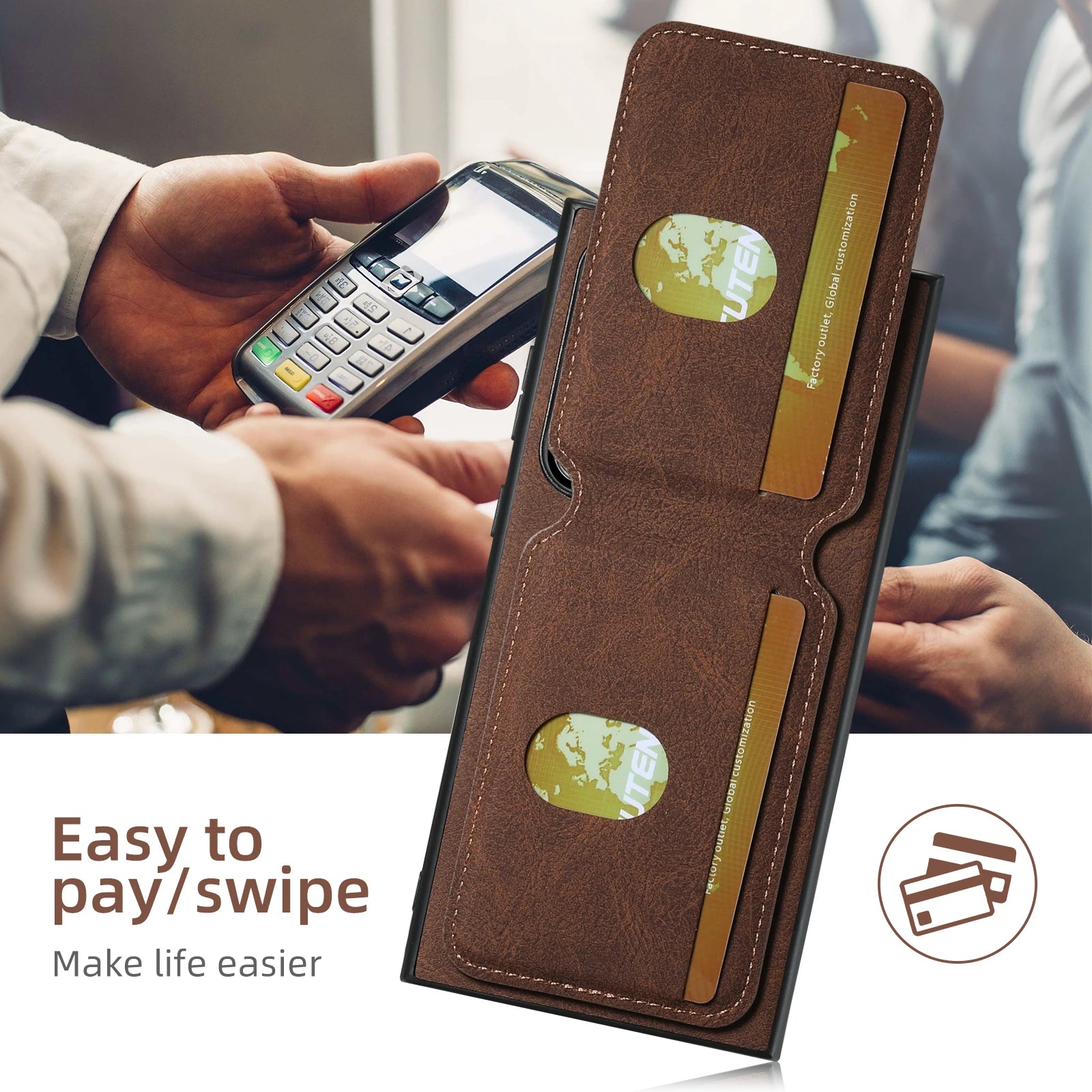 Leather Wallet Card Holder Galaxy Note and S Case - DealJustDeal