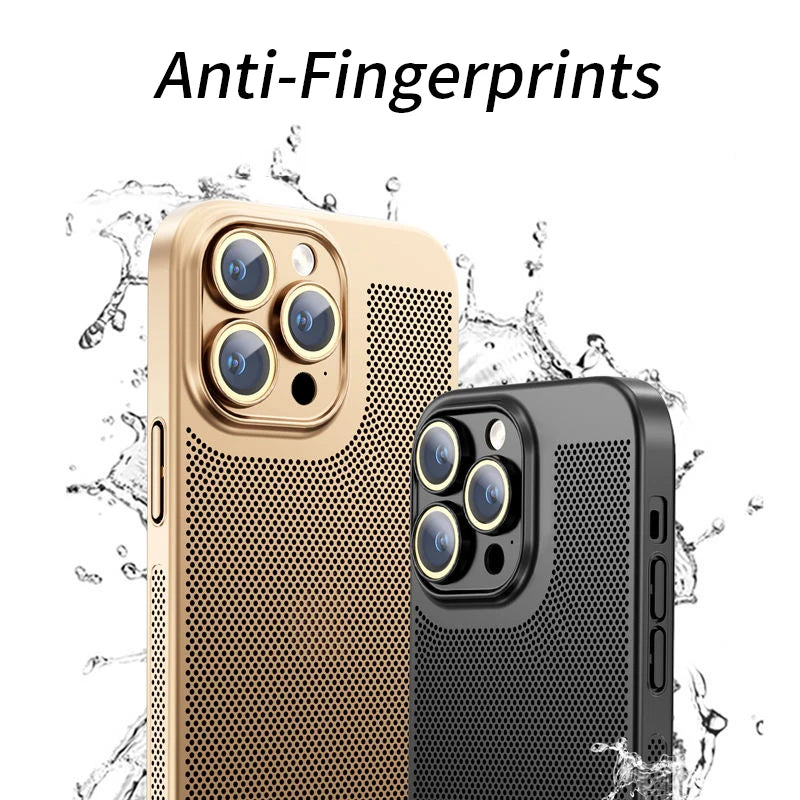 Electroplated Border Honeycomb Mesh Shell Heat Dissipation iPhone Case - DealJustDeal