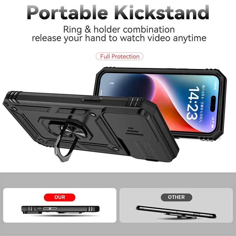 Slide the camera cover Armor Magnetic iPhone Case - DealJustDeal