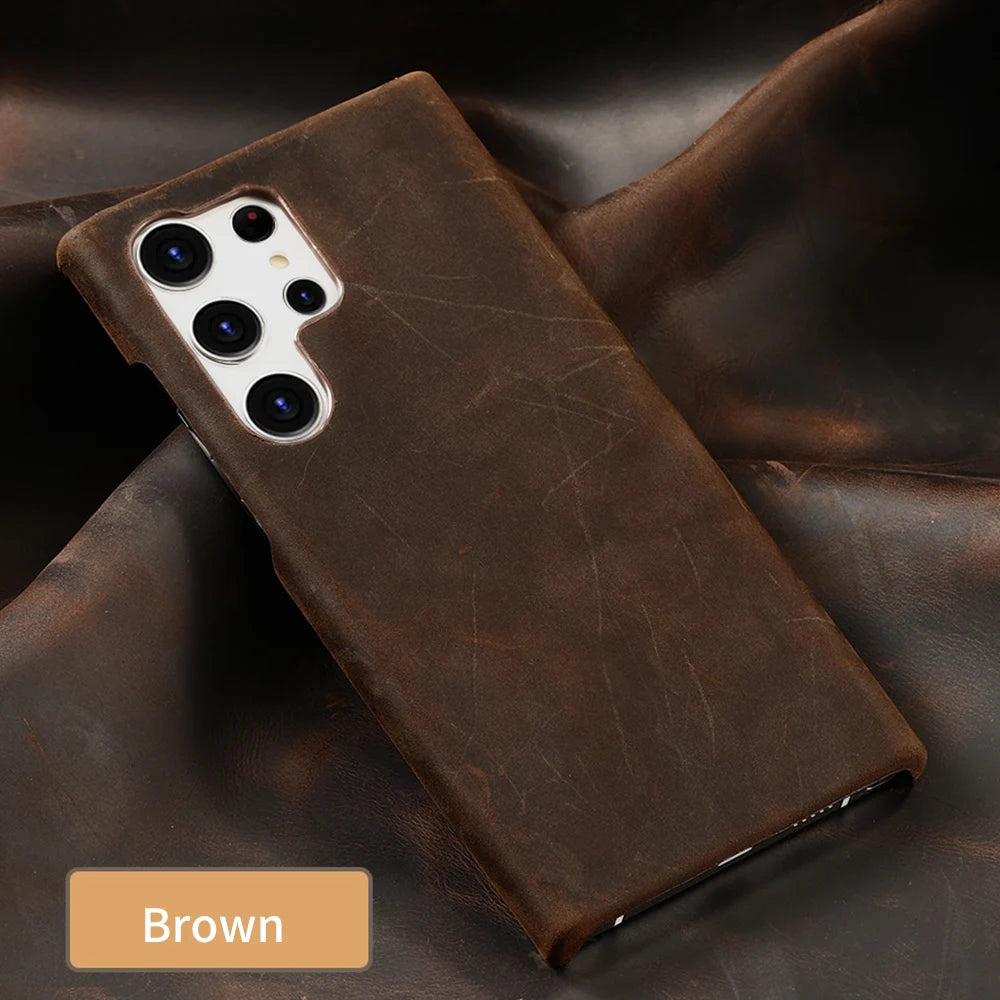 Cowhide Genuine PULL-UP Leather Galaxy S Case - DealJustDeal