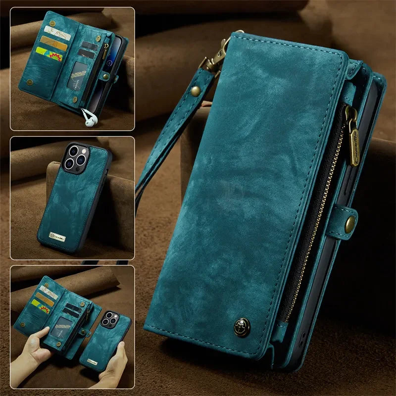Card Pocket Wallet Magnetic Leather iPhone Case - DealJustDeal