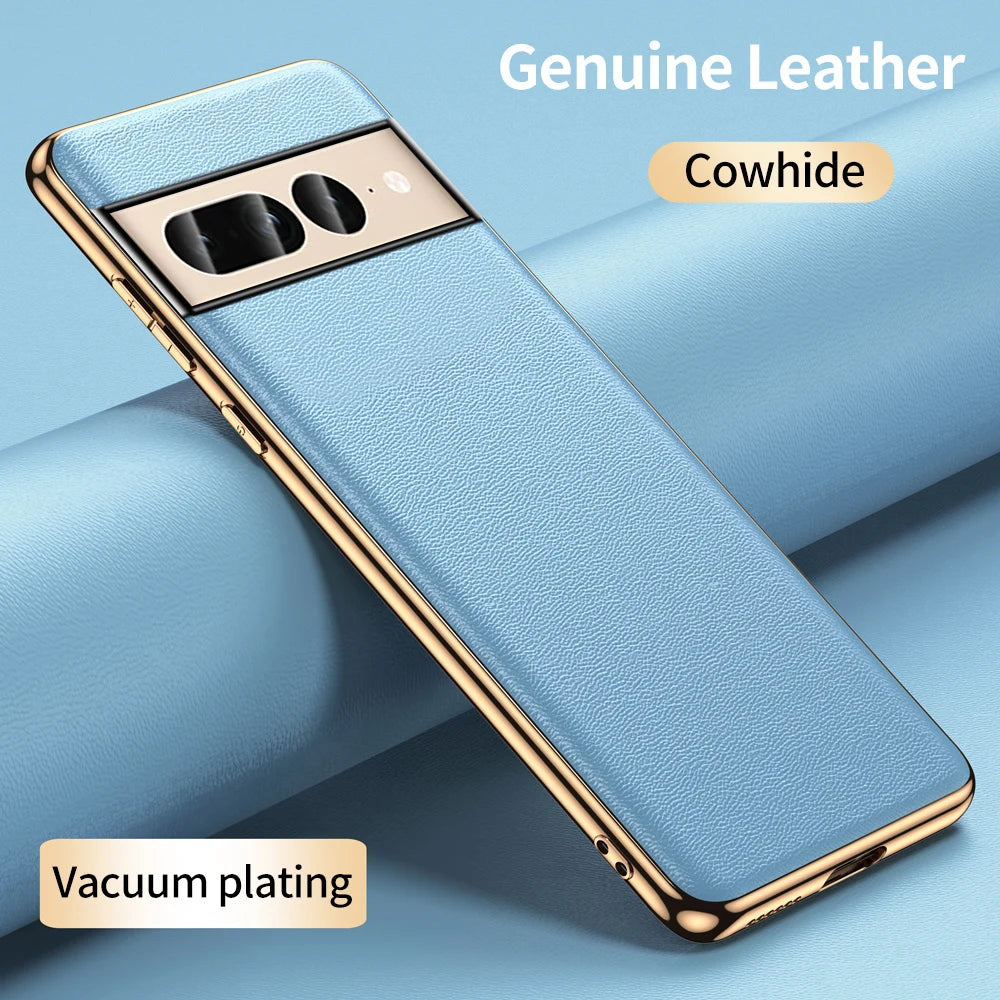 Magnetic cowhide Genuine Plain Leather Google Case - DealJustDeal