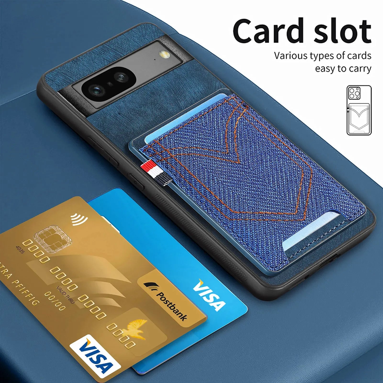 Magnet Wallet Flip KickStand Textile Leather Google Case - DealJustDeal