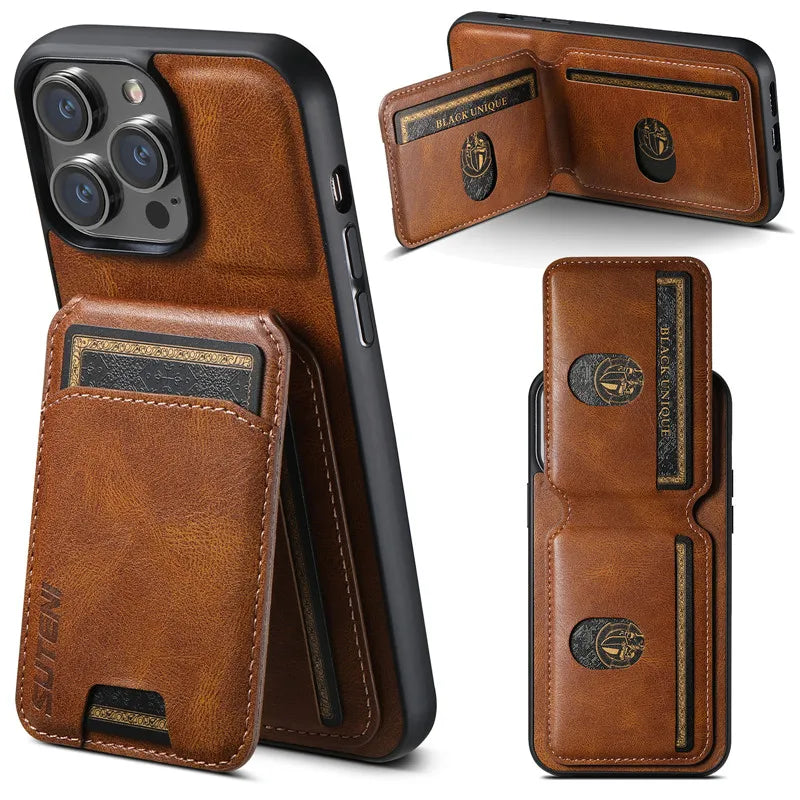 Luxury Magnetic Flip Leather Wallet iPhone Case - DealJustDeal