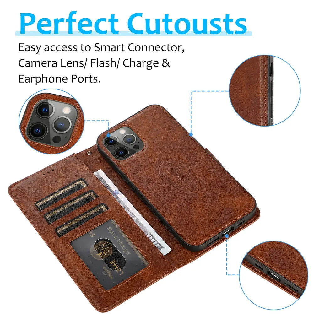 Stand Wallet Magnetic Leather iPhone Case - DealJustDeal