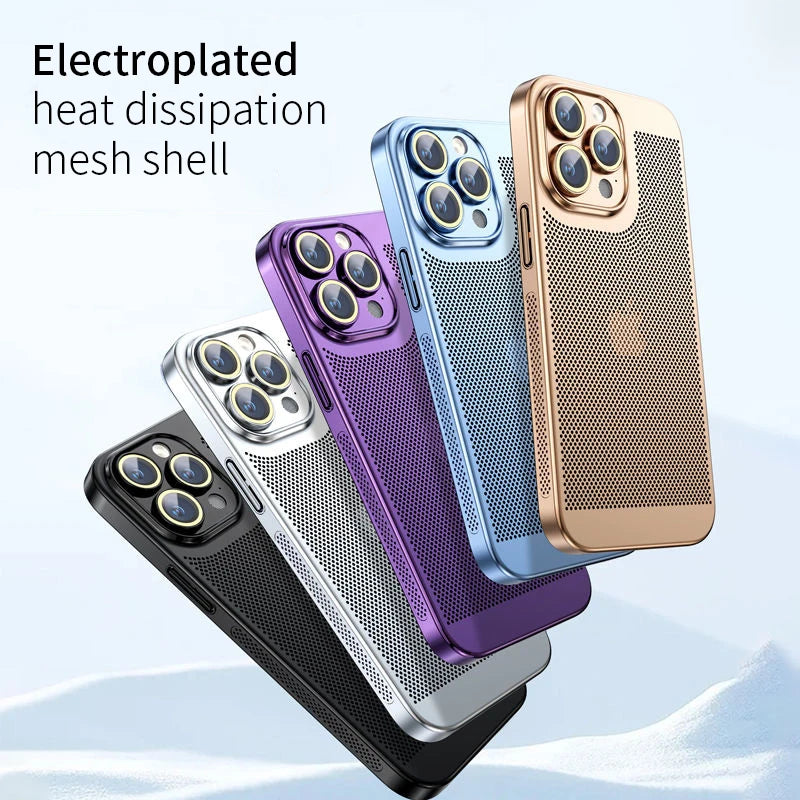 Electroplated Border Honeycomb Mesh Shell Heat Dissipation iPhone Case - DealJustDeal