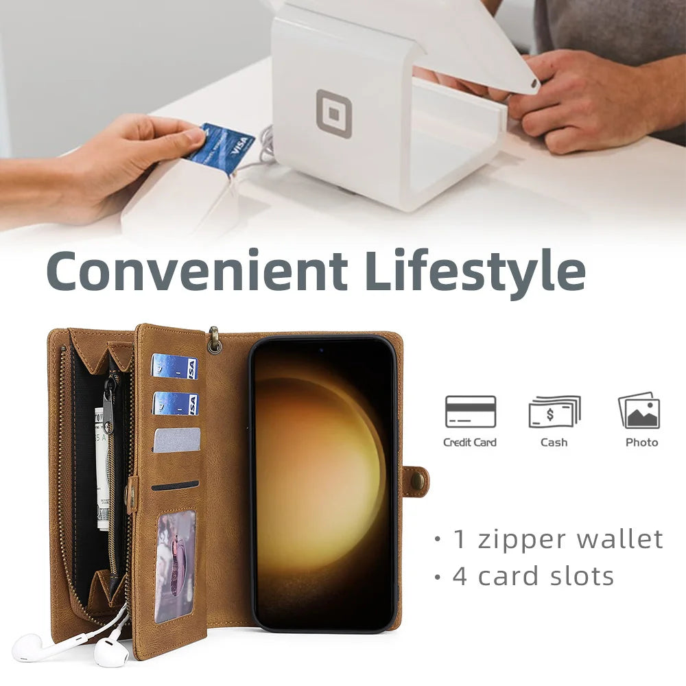 Detachable Magnetic Wallet Leather Galaxy Note Case - DealJustDeal