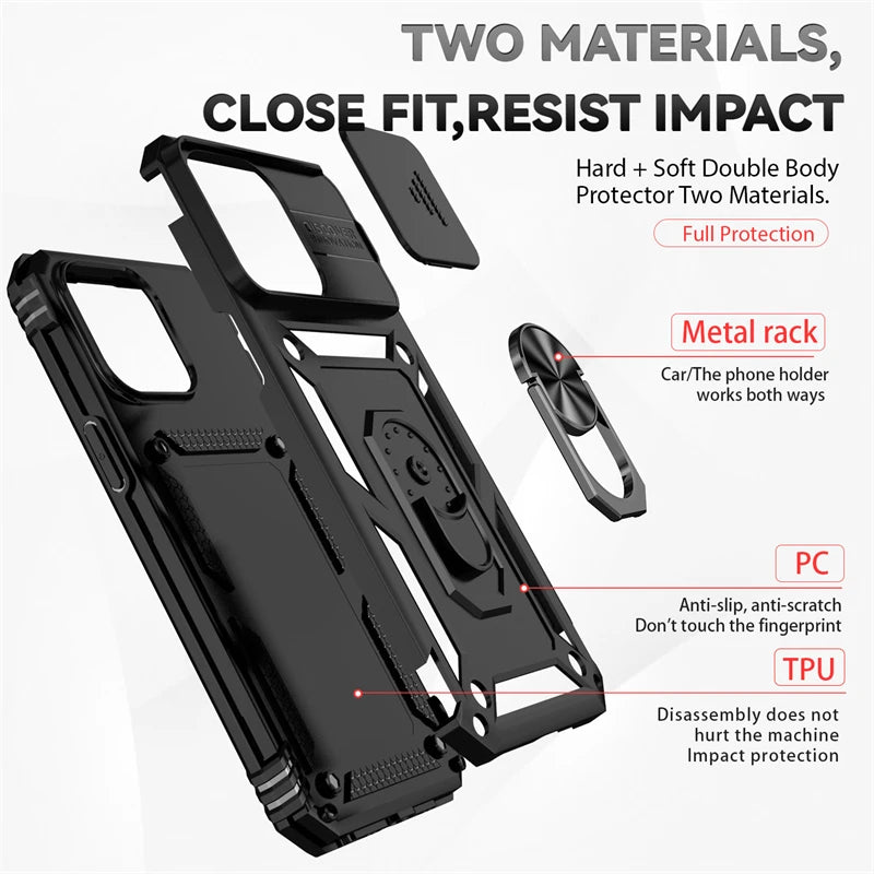 Slide the camera cover Armor Magnetic iPhone Case - DealJustDeal