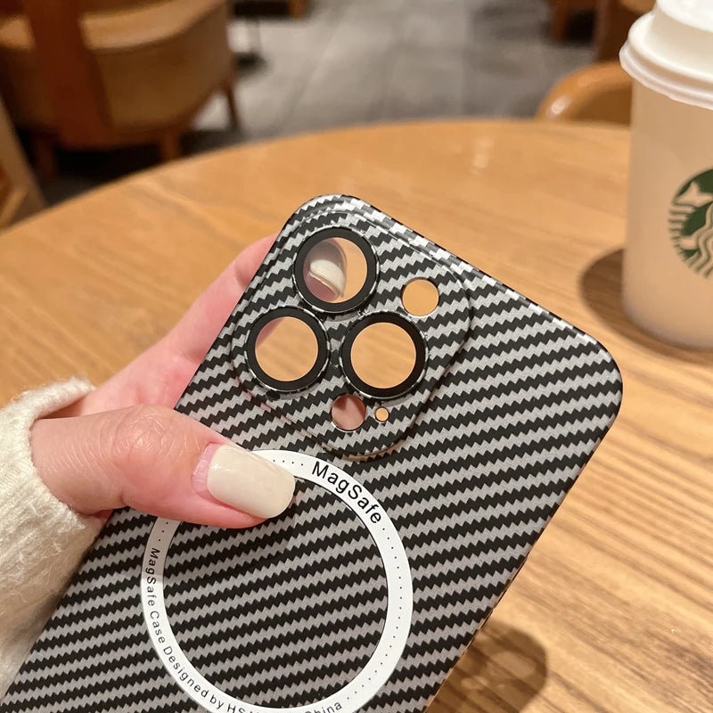 Carbon Fiber Pattern Magsafe Magnetic iPhone Case - DealJustDeal