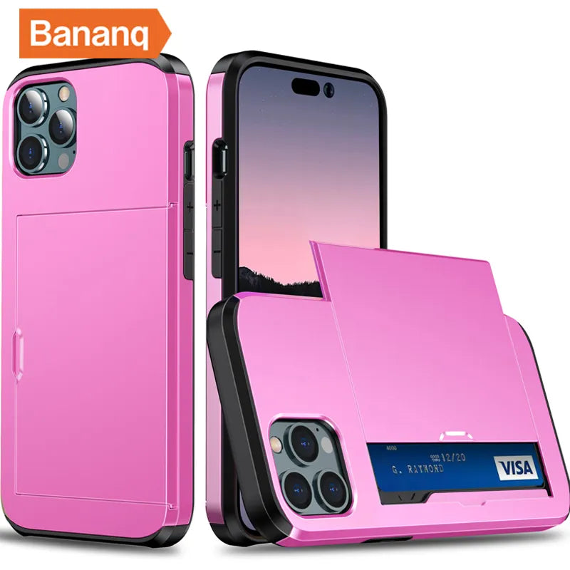 Shockproof  Slide Card Pocket iPhone Case - DealJustDeal