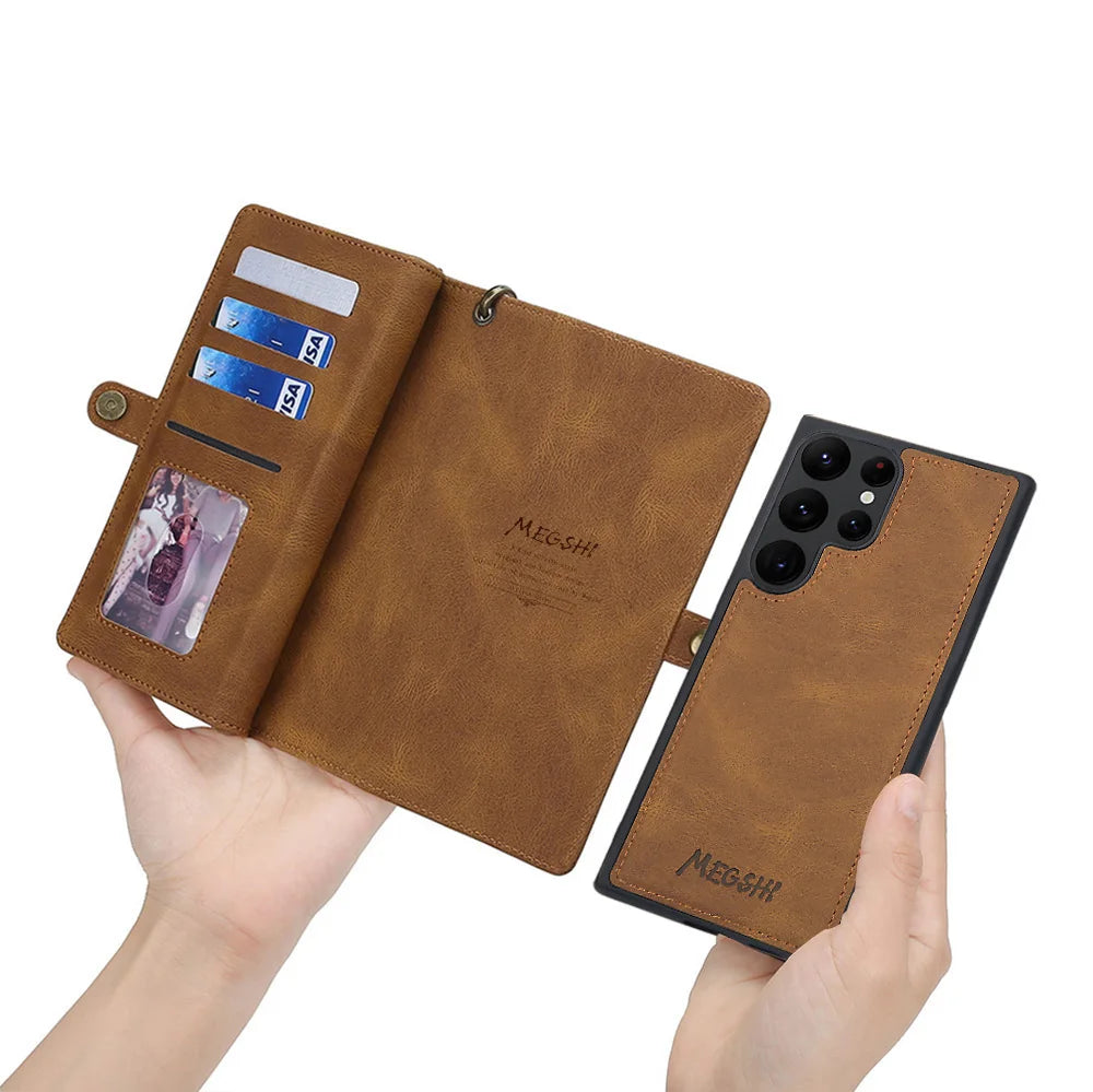 Detachable Magnetic Wallet Leather Galaxy Note Case - DealJustDeal