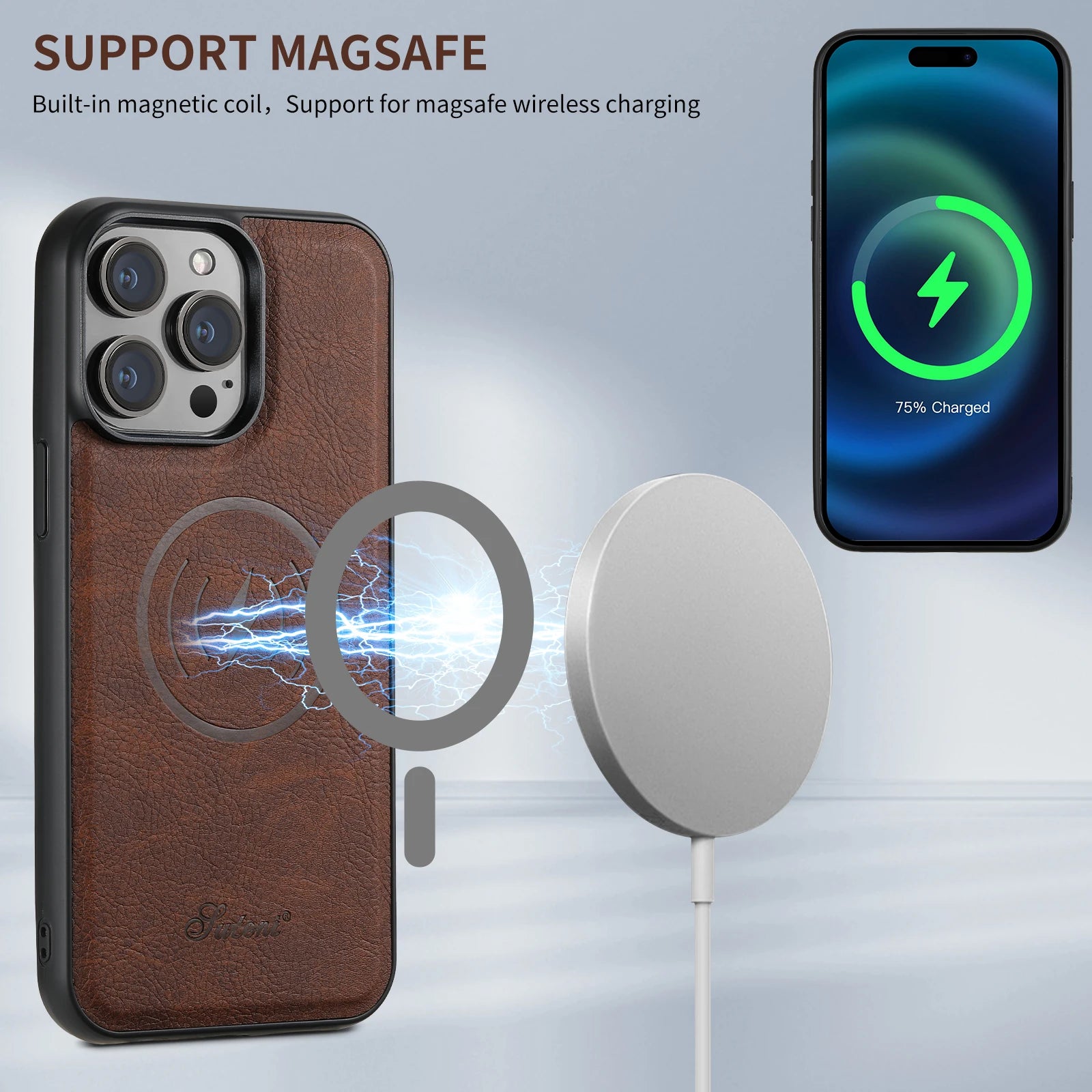 Magnetic MagSafe Card Pocket Leather Galaxy S Case - DealJustDeal