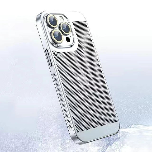 Electroplated Border Honeycomb Mesh Shell Heat Dissipation iPhone Case - DealJustDeal
